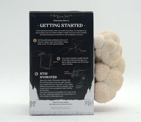 3.5 lb Organic Lion's Mane Mushroom Growing Kit - Indoor Gardening Kit for Fresh Gourmet Mushrooms - Easy to Grow at