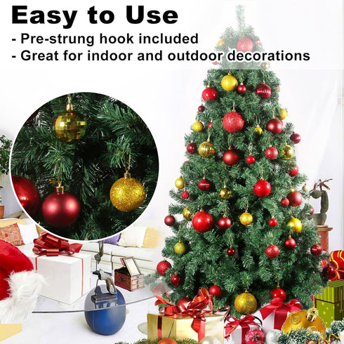 Red & Gold 2.5" Christmas Balls, Shatterproof Hanging Ornaments for Birthday Halloween Holiday Wedding Decorations, Set
