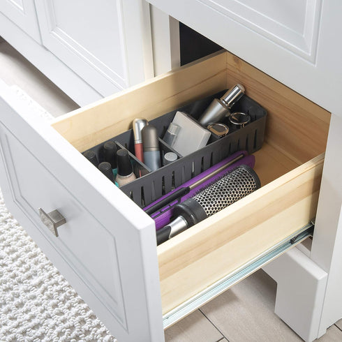 Simplify 4 Compartment Stackable Bin with Adjustable Dividers, Drawer Organizer for Office, Desk Supplies, Grey