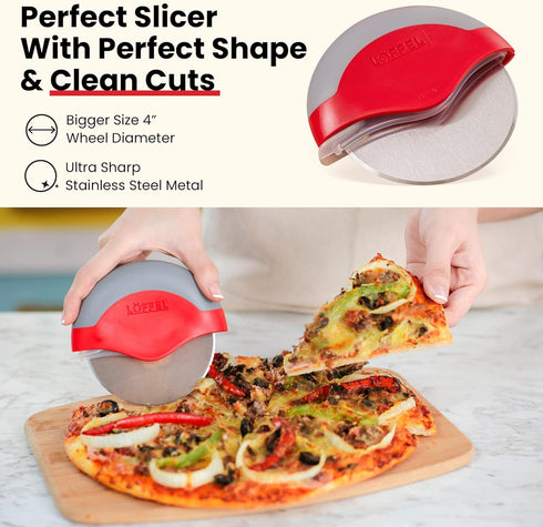 Premium Pizza Cutter Wheel with Protective Blade Guard, Razor Sharp Stainless Steel, Easy to Clean