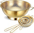 Norme 5 Quart Stainless Steel Gold Colander and 3 Pcs Gold Fine Mesh Strainer, Easy Clean and Dishwasher Safe