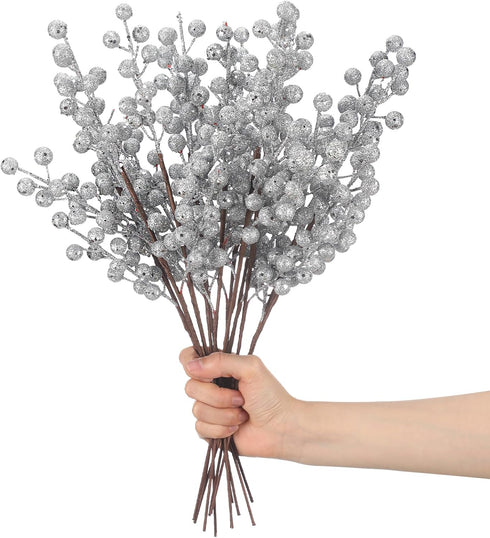 12 16 Inches Norme Pcs Glitter Silver Picks for Christmas Tree Decoration Silver Christmas Tree Ornaments DIY Xmas
