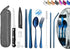 Portable Reusable Travel Utensils Set, Stainless Steel Cutlery with Case, Chopsticks and Straw for Camping