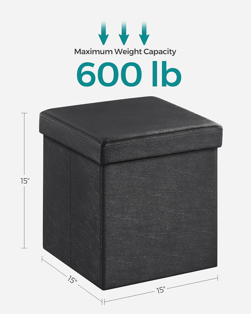 15 Inches 660 lb, ULSF101 SONGMICS MAZIE Collection - Ottoman with Storage, Footstool, Storage Ottoman, Load for Dorm