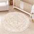 5ft LIVEBOX Washable Peachy Pink Rug - Medallion Vintage Circle Rugs for Bedroom, Low-Pile Tribal Print Carpet