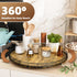 Farmhouse 18" Lazy Susan Turntable Organizer for Dining Table, Large Round Wooden Centerpieces, Storage Condiments,
