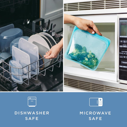 Stasher Premium Silicone Reusable Food Storage Sandwich Bag, Blue, Microwave, Sous Vide, Dishwasher Safe, Eco-friendly,