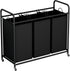 LINZINAR 3-Bag Laundry Basket, Black Laundry Hamper, 35.6 Gal(135 L) Laundry Sorter
