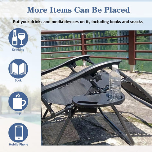 Set 2, Zero Gravity Chair Cup Holder of Durable Zero Gravity Chair Tray, Zero Gravity Lounge Beach Recliner Chair