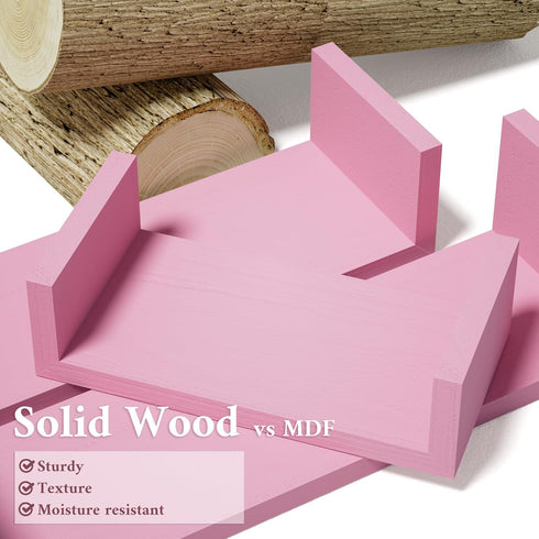 SRIWATANA Pink Solid Wood Floating Shelves for Wall Mounting