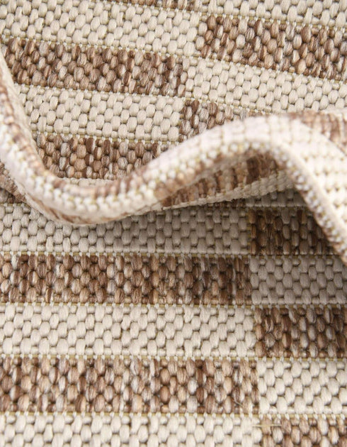 Unique Loom Outdoor Striped Area Rug - Striped, 2' x 3' 1" Rectangle, Taupe/Ivory Collection