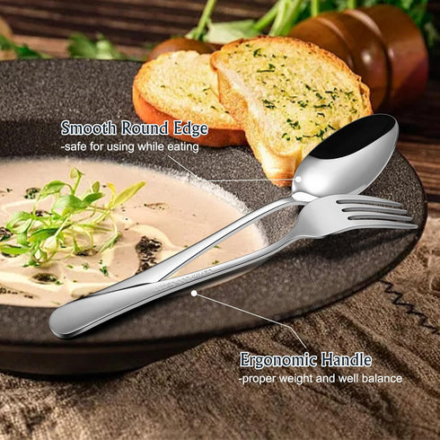 E-far 24 Pieces Forks Spoons and Knives Set for 8, Stainless Steel Silverware Set, Food Grade Cutlery for Home Kitchen,