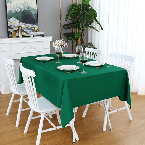 FOLINS&HOME Green Rectangle Tablecloth - 60 x 84 Wrinkle Free Waterproof Polyester Table Cover for Party, Indoor,