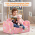 2-in-1 1-3 MeMoreCool Glowing Pink Rainbow Kids Chair, Glow-in-the-Dark Kids Couch Fold Out Sofa for Girls, Comfy Plush