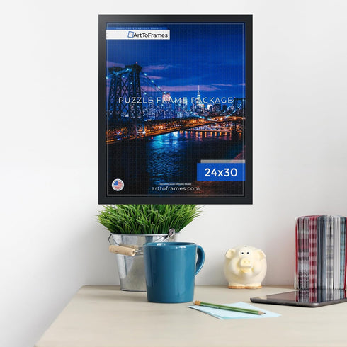 24x30 INCH/61x76.2 CM 1000 1.25 Inch (PuzzleFRBW72079-24x30) ArtToFrames Black Frame for Piece Puzzles.This Custom MDF