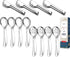 Large Stainless Steel Serving Utensils Set - 10" Spoons, 10" Slotted Spoons, 9" Tongs by Teivio (Silver, Set of 12)