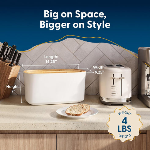 14.25x9.25x7 Sonder Los Angeles Union Large Bread Box | Fits Full Sourdough Loaves and More | Breadbox with Cutting