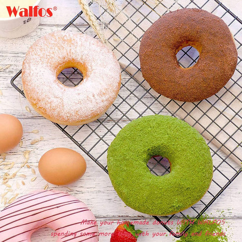 Walfos Full Size Silicone Donut Mold for Baking, 4 Inch Non-Stick Doughnut Pan Set (4PK)