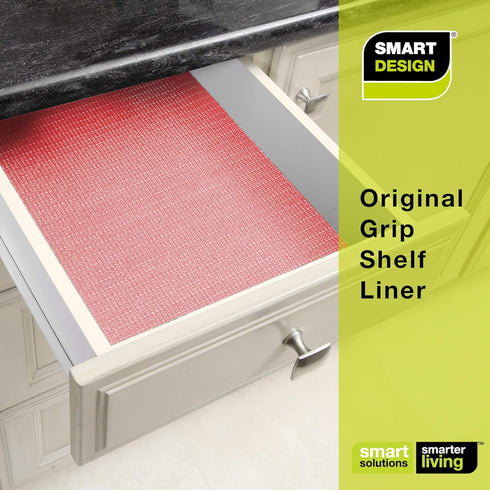 Smart Design Original Grip Shelf Liner - 18 Inch x 15 Feet, Non Adhesive, Easy Clean, Non Slip Rubber Mat, Very Berry