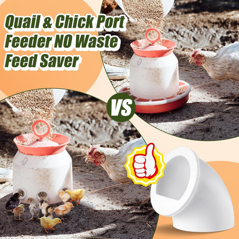 40 Pack (1.5 Inch,White) Teenyyou Quail Feeders No Waste Chicken Feeder Port DIY Chick Feed Saver Quail Supplies