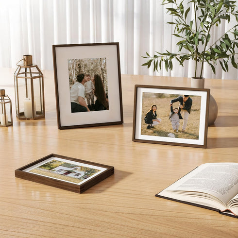 4x6 Set 2, 4x6 3.5x5, Fun Memories Picture Frame of Natural Solid Walnut Wood Photo Frame with HD Tempered Glass