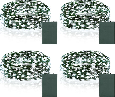 4 Pack Christmas Fairy Lights Battery Operated, 16.4FT 50 LED Auto Timer