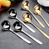 GuDoQi Soup Ladle, 3 Pack Durable 304 Stainless Steel with Polished Titanium Plated Big Volume Soup Spoon, Kitchen