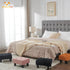 Compact Black Linen Footstool with Sturdy Legs - Ideal for Living Room