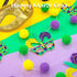 3 Pieces Pom Pom Garlands, Mardi Gras Decorations with Gold Purple Green Felt Ball Banners for Birthday Party
