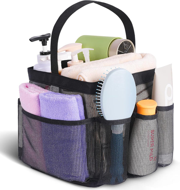 Mesh Shower Caddy Portable, 8-Pocket Large Capacity for College Dorm Room Essentials, Shower Bag for Beach