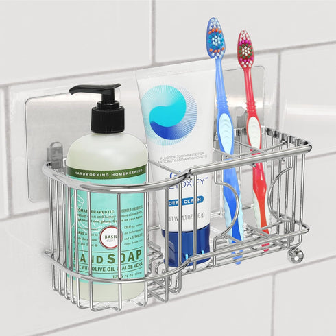 Simple Houseware Stainless Steel 6 Slots Toothbrush Holder, Adhesive Wall Organizer in Chrome