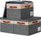 GhvyenntteS Large Storage Bins with Lids (3-Pack), Large Closet Storage Bin with Lid and 3 PU Handles, Foldable Baskets