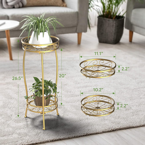 2 26.5" H HOMEXIN Plant Stand Indoor- Tier Metal Tall Plant Stand Flower Stand Holder Heavy Duty Rustproof Plant Shelf