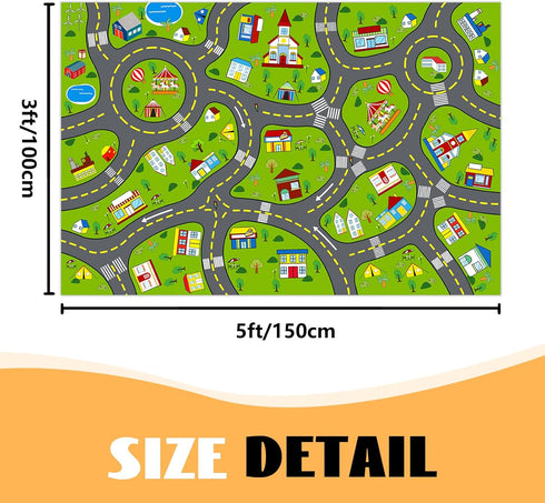 3x5 Car Play Rug City Life Traffic Road Kids Rug, Educational Road Carpet Kids Play Mat for Floor Nursery Toddler