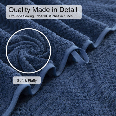8 Set-2 Sheets,2 Towels,4 600GSM Oliven Pcs Navy Oversized Bath Sheet Large Bath Towel Hand Washcloths Soft Highly
