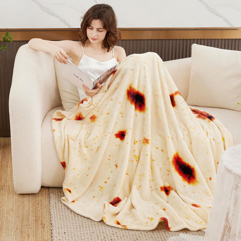 60in LetsFunny Burrito Tortilla Throw Blanket, Double Sided Burrito Taco Tortilla Wrap Blankets, Giant Funny Realistic