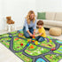 60"x36" Zoo Adventure Kids Car Rug, Cute Animal Play Mat with Non-Slip Backing, Kids Carpet with Lions, Tigers