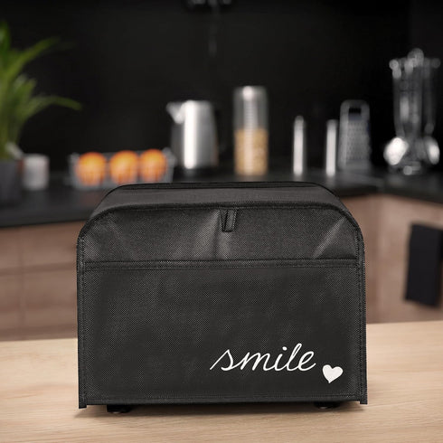 kwmobile Cover Compatible with 2 Slice Toaster - Cover for Toaster - Smile Heart White/Black