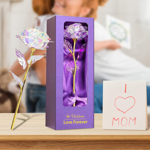 Childom Birthday Gifts for Women, Christmas Rainbow Rose Gifts for Her Mom, Sweet Artificial Flower Present