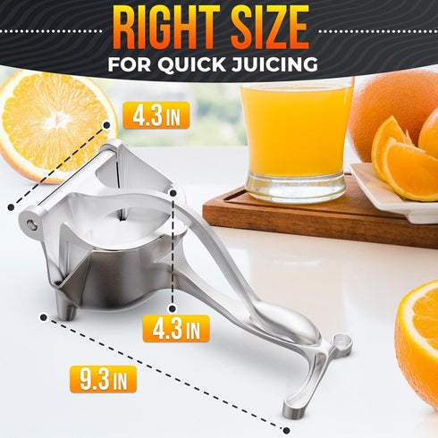 20 oz Hand Juicer Squeezer with Ergonomic Heavy Duty Handle Bowl Aluminum Lemon Juicer with Pour Spout for Mess-Free