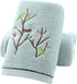 Pidada Set of 2 Hand Towels with Embroidered Bird Tree Pattern 100% Cotton for Bathroom