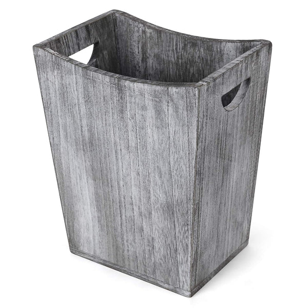 BTY Farmhouse Wooden Trash Can, Small Square Wastebasket, Rustic Torched Container Bin Holder for Kitchen, Office -