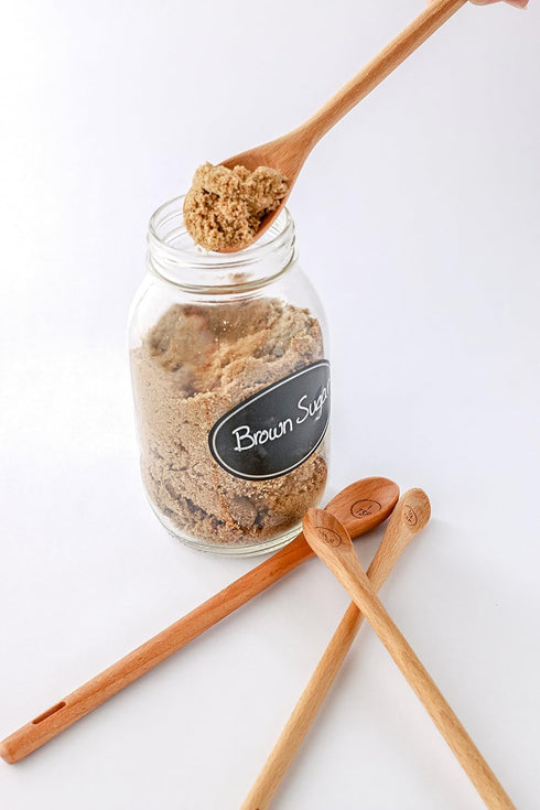 Long Handle Wooden Measuring Spoons by utensi, Set of 4, Beech Wood, 9-inch Handles