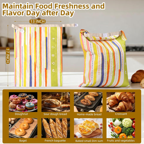 2-Pack Beeswax Bread Bags for Sourdough Homemade BreadXL Reusable Beeswax Bread Storage BagPortable with large