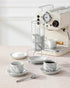 4 OZ Set 4, Set MALACASA Porcelain Espresso Cups with Saucers and Metal Stand of Stackable Cappuccino Cups, Marble Gray