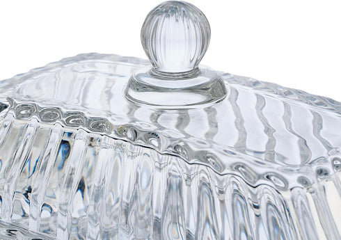 Countertop Clear Glass Butter Dish with Lid for - Refrigerator Door Shelf, Glass Butter Keeper Container, Butter Holder