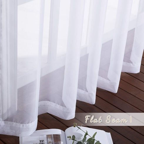 NICETOWN Sheer Curtains for Patio Door, Grommet Voile Texture Lightweight Window Drapes, 1 Piece, W70 x L63, White