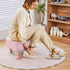 Wimarsbon Ottoman,Modern Footrest with Soft Padded Seat,Teddy Velvet Foot Stool with Wood Legs,Small Square Pouf