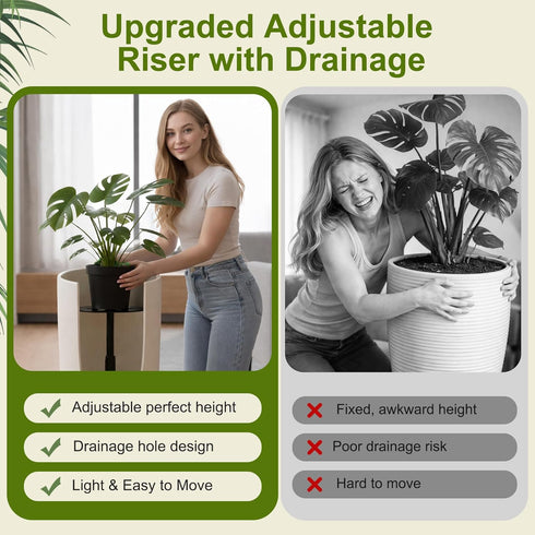 1628 Inch, 1 Pack Adjustable Plant Riser for Inside Pots, Planter Inserts for Tall Pots with Clear Acrylic Tray