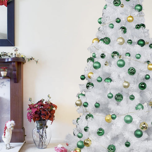 Lulu Home Christmas Ball Ornaments, 24 Ct 2.36" Pre-Strung Hanging Decorations, Shatterproof Plastic Balls (Light Green)